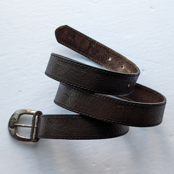 Vintage Levi's leather belt engraved western brown sz M - Picture 6 of 9
